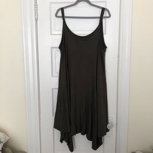 Olive green adjustable strap trapeze dress, size 3